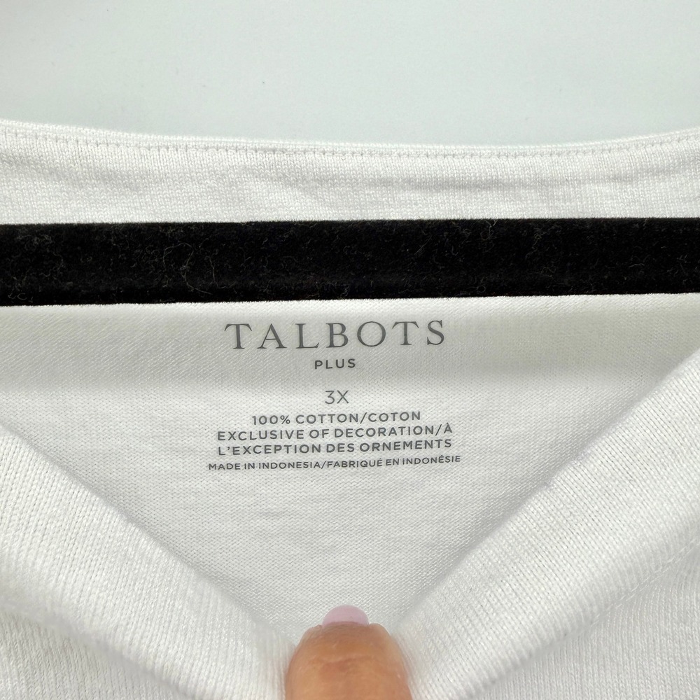 Talbots Plus Women's Size 3X Striped Cotton Boat Neck Top Gold‎ Knot Buttons - Picture 5 of 9